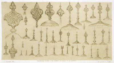 Ornamental knobs shaped as domes and minarets, from 